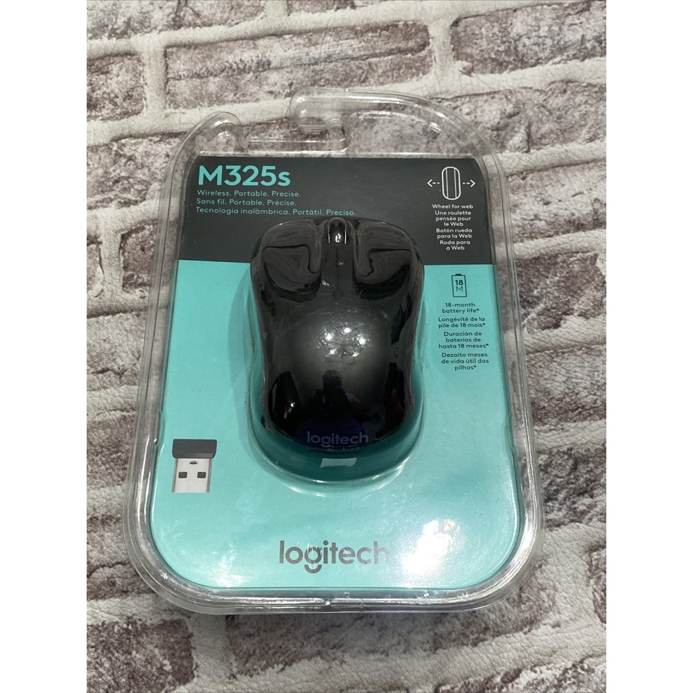 Logitech M325s Wireless Optical Ambidextrous Mouse Black  New In Package‎